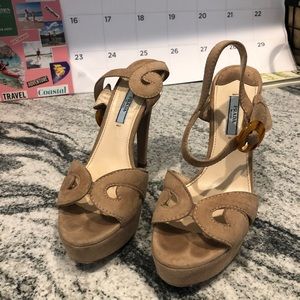 Prada suede nude heels